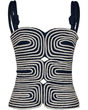 ANDRES OTALORA Marea Embroidered Linen Top - Black