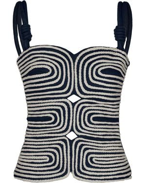 ANDRES OTALORA Marea Embroidered Linen Top - Black