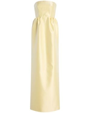 Prada Strapless Silk-Satin Maxi Dress - White