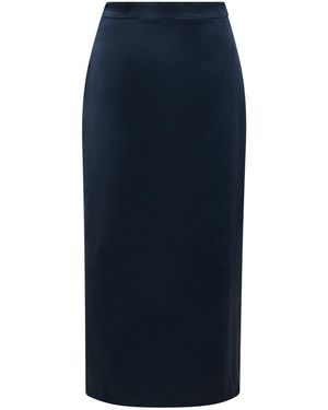 Heirlome Lexi Silk Satin Midi Skirt - Blue