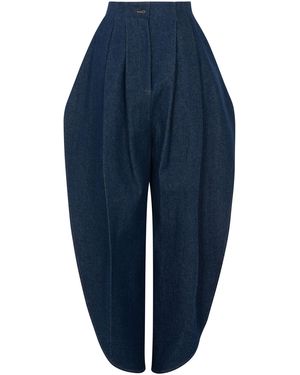 A.W.A.K.E. MODE Rounded Cotton Barrel-Leg Trousers - Blue