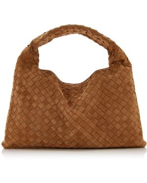Bottega Veneta Small Hop Intrecciato Suede Bag - Brown