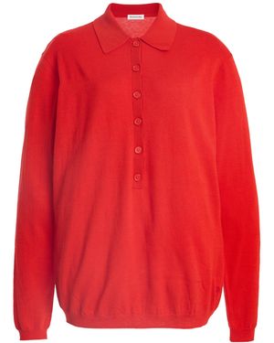 Frankie Shop Tala Knit Wool-Blend Polo Shirt - Red