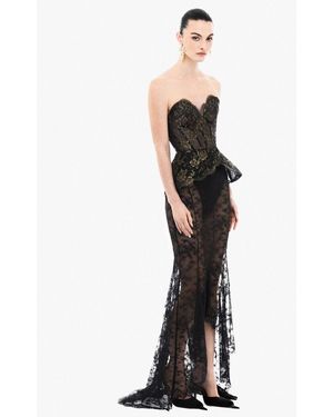 Harithand Exclusive Ruffled Lace Maxi Skirt - Black