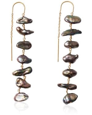 Chan Luu Ladder Peacock Pearl Earrings - White
