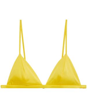 Fleur du Mal Luxe Stretch-Silk Triangle Bra - Yellow