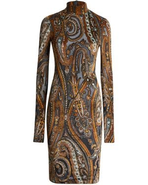 Etro Patterned Mock Neck Knee-Length Dress - Multicolour