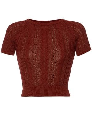 Lena Hoschek Lavinia Cotton-Blend Knitted Top - Red