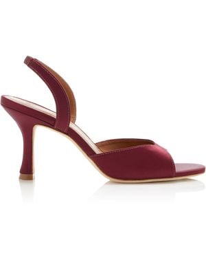 STAUD Brigitte Satin Slingback Sandals - Red