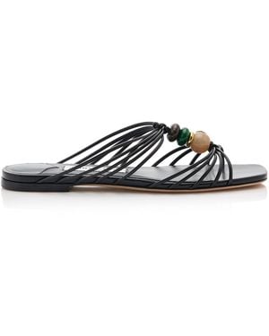 Jimmy Choo Lova Beaded Leather Mules - Black