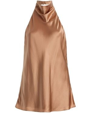 Twp Flowy Stretch-Silk Top - Brown