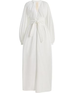 Marrakshi Life The Touareg Balloon-Sleeve Cotton Dress - White