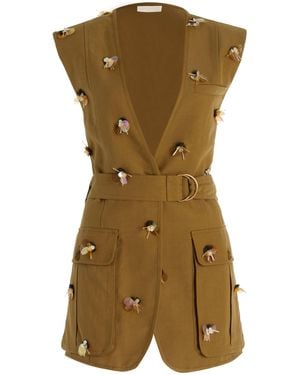 Ulla Johnson Twyla Embellished Cotton-Blend Utility Vest - Green