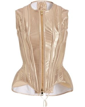 Wiederhoeft Adam Satin Zipper-Detailed Corset Top - Natural