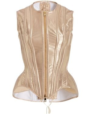 Wiederhoeft Adam Satin Zipper-Detailed Corset Top - Natural
