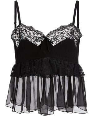 Chloé Lace-Trimmed Silk Crepe De Chine Tank Top - Black