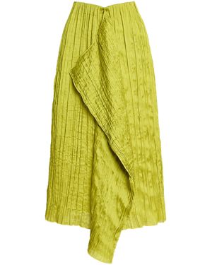 STAUD Mai Crinkled-Satin Midi Skirt - Yellow