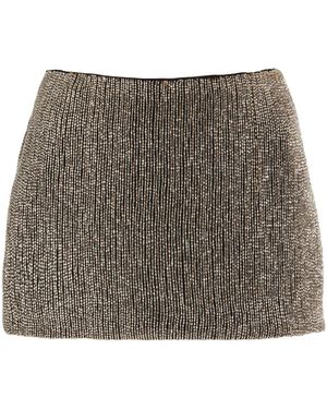 BEARE PARK Beaded Silk Mini Skirt - Brown