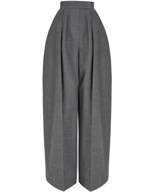 A.W.A.K.E. MODE Rounded Wool-Blend Wide-Leg Pants - Gray