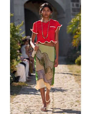 ALÉMAIS Bonetta Frilled Cotton Crop Top - Red