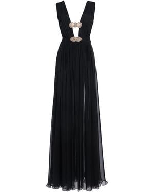 Zuhair Murad Deep-V Embellished Silk Gown - Black
