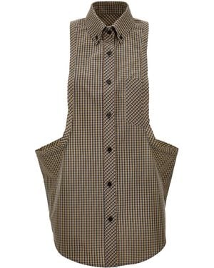 Versace Micro-Check Cotton-Poplin Top - Multicolour