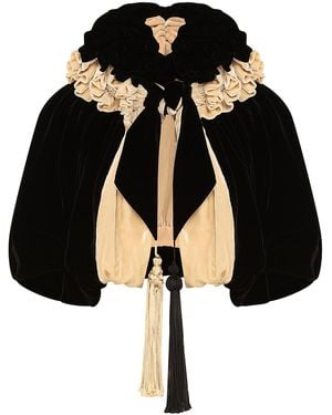 Zimmermann Valiant Ruffled Velvet Cape - Black