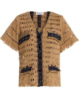 Busayo Lara Openwork Cotton Top - Brown