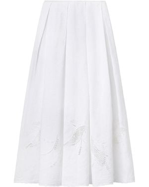 Lafayette 148 New York Embroidered A Line Maxi Skirt - White