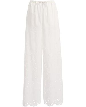 Zuhair Murad Straight Leg Eyeletcotton Trousers - White