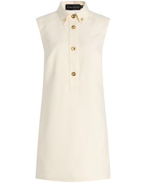 Brandon Maxwell Exclusive The Belle Wool-Silk Crepe Polo Mini Dress - Natural