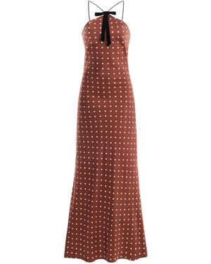 Rodarte Polka-Dot Silk-Twill Midi Dress - Red