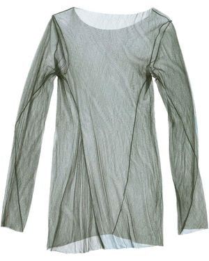 Cortana T Tulle Sheer Silk-Blend Top - Grey