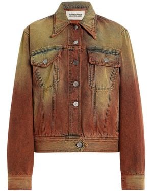 Christopher John Rogers Window-Bleached Cotton Denim Jacket - Brown