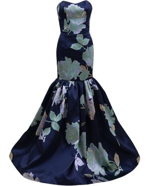 Francesca Miranda Odette Silk-Blend Maxi Dress - Blue
