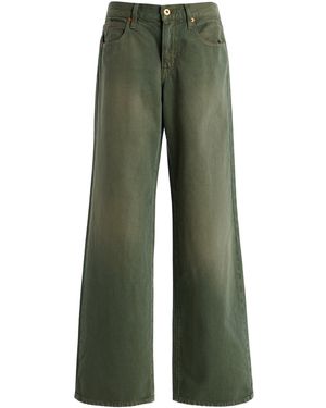 SLVRLAKE Denim Mica Rigid Low-Rise Wide-Leg Jeans - Green