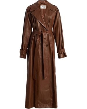 Twp Unfinished Business Leather Trench Coat - Brown