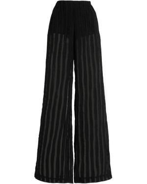 House of Dagmar Striped Sheer Wide-Leg Trousers - Black