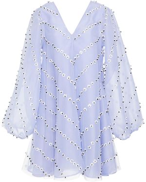 Ganni Rosenfeld Embellished Tulle Mini Dress - Blue