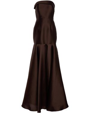 Greta Constantine Jabiru Satin Drop Waist Gown - Brown