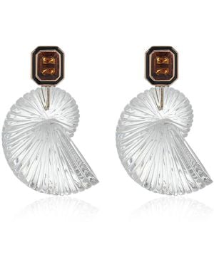 Dezso by Sara Beltran 18k Yellow Gold Crystal Citrine Earrings - Orange