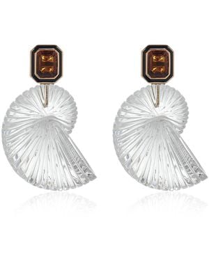 Dezso by Sara Beltran 18k Yellow Gold Crystal Citrine Earrings - Orange