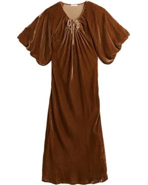 By Malene Birger Rosae Gathered Velvet Maxi Dress - Brown