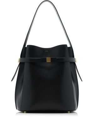 TOTEME Belted Leather Bucket Bag - Black