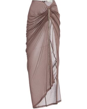 Wiederhoeft Draped Crepe Mesh Skirt - Brown