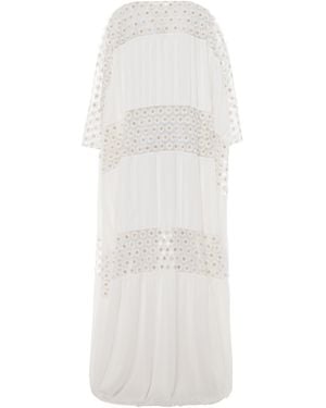 ‎Dima Ayad Georgette And Daisy Cotton Kaftan - White