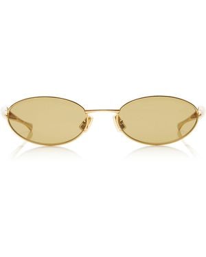 Bottega Veneta Oval-Frame Acetate Sunglasses - Metallic