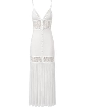 Sleeping with Jacques Kimberley Silk Georgette Lace Maxi Dress - White
