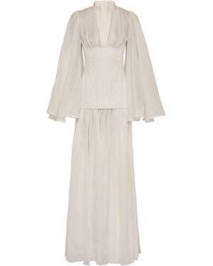 Zimmermann Rebellion Corseted Chiffon Maxi Dress - White
