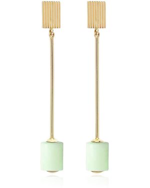 Aliita Deco Cilindro 9K Chrysoprase Earrings - White